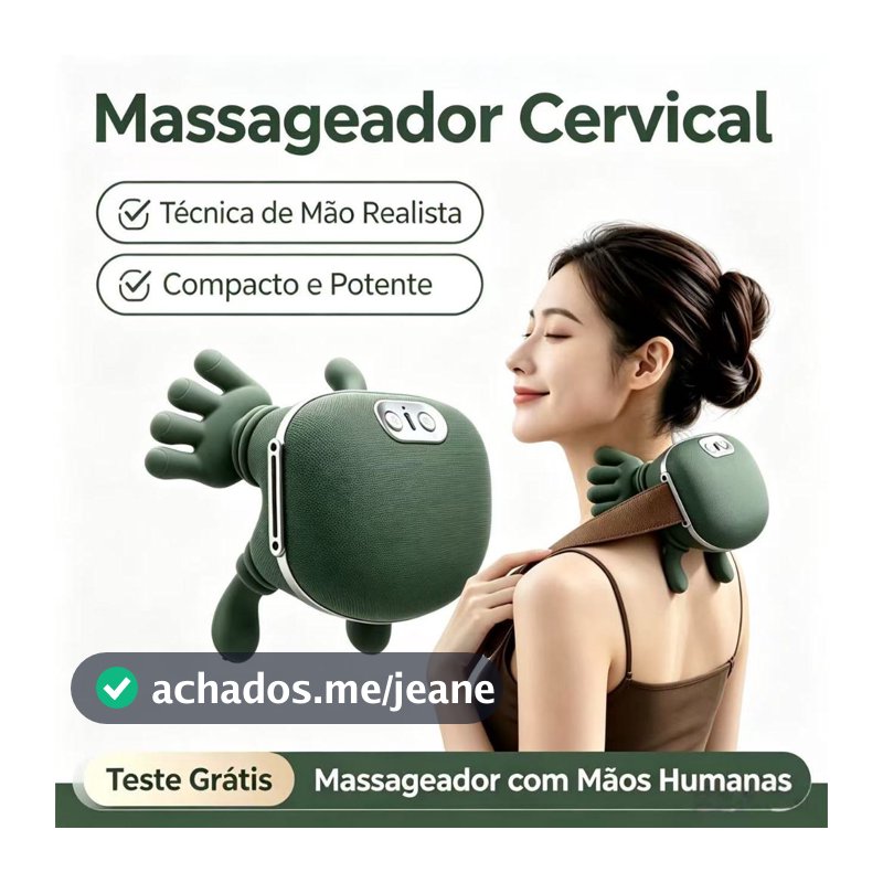 Massageador Elétrico Portátil Alívio P/ Pescoço 3 Intensidades + Aquecimento Infravermelho