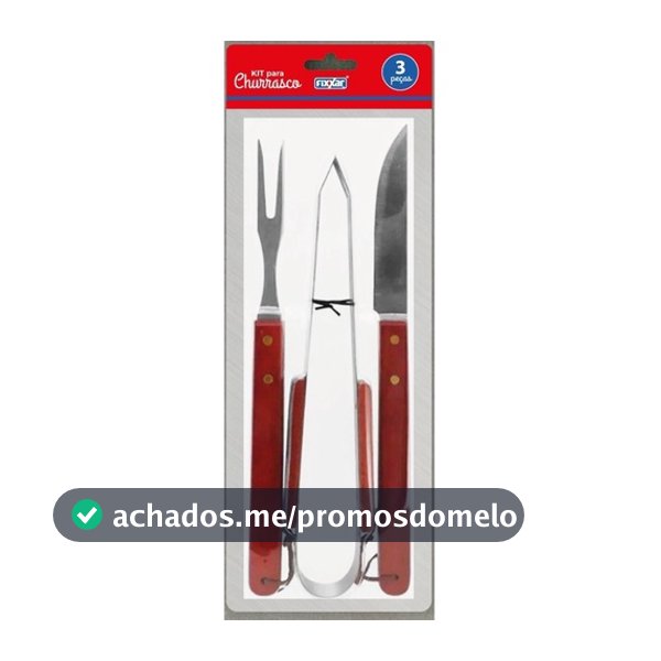 Kit Churrasco Fixxar Essencial Jogo Faca Garfo Pegador 3 Pçs Inox
