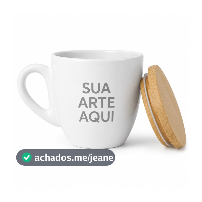 Caneca Personalizada com Tampa de Bambu 200ml Cônica de Cerâmica para Café Chá Presente Criativo