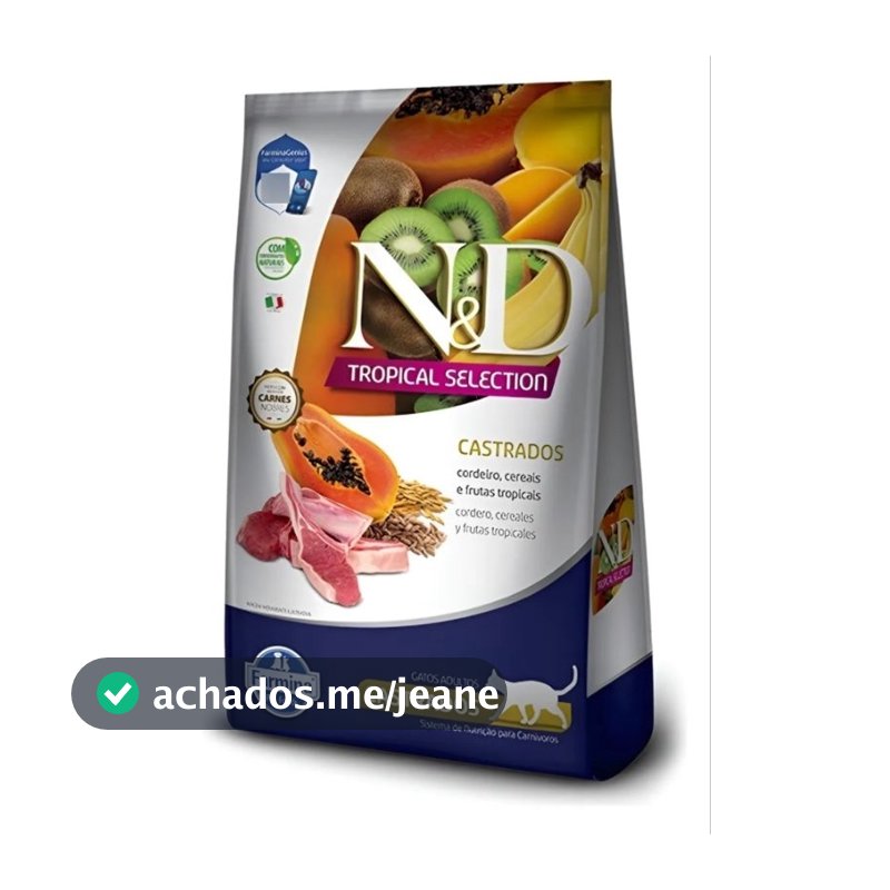 Ração Nd tropical Selection para gatos castrados 7kg - Cordeiro