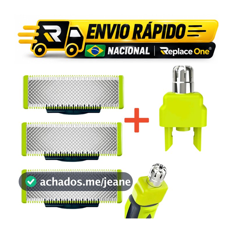 Lâminas Refil + Aparador Nasal Para Barbeador Philips OneBlade e One Blade Pro