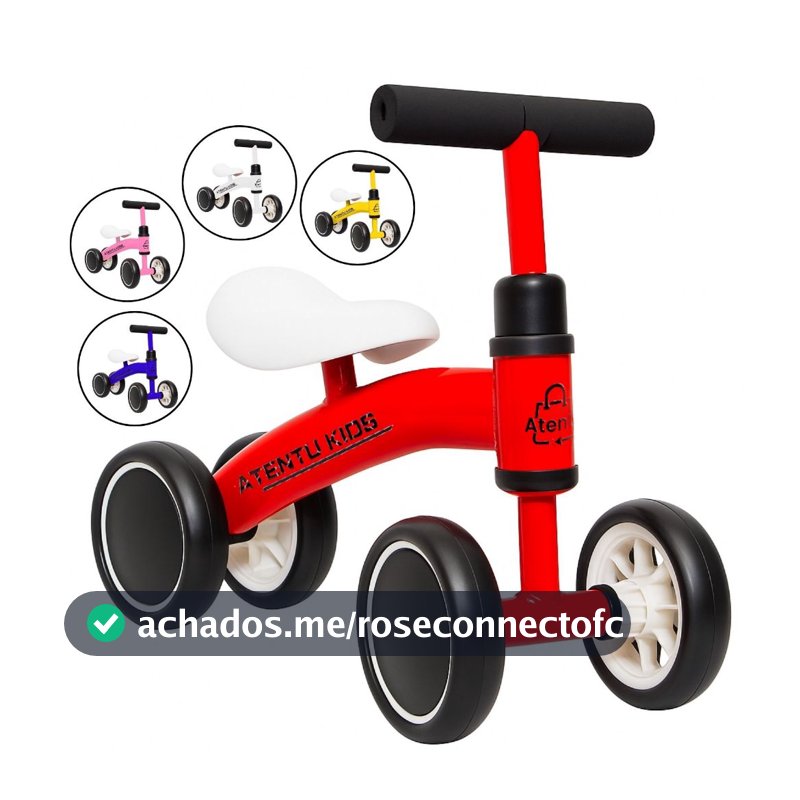 Bicicleta De Equilíbrio Andador Infantil Sem Pedal 4 Rodas