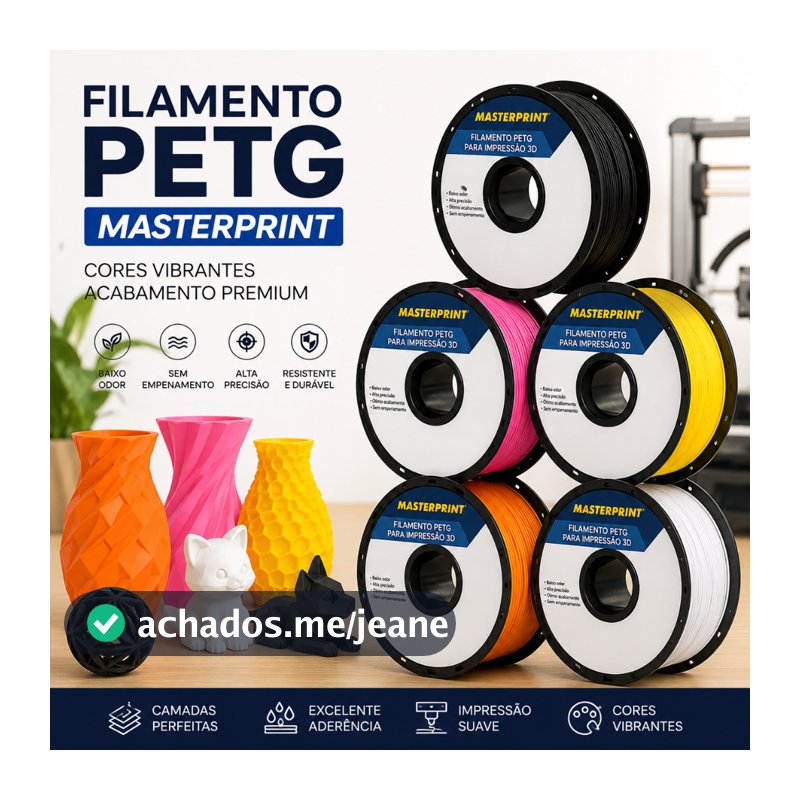 Filamento PETG 3D 1kg 1,75mm impressão Masterprint Premium Varias Cores