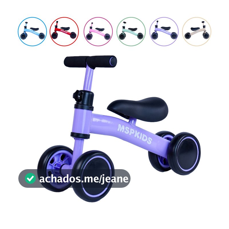 Bicicleta De Equilíbrio 4 Rodas Bebê Sem Pedal Infantil Quadro Metal