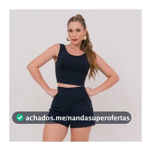 Conjunto Fitness Feminino Poliamida Top Cropped  e Short Duplo 2 em 1 Com Bolso Traseiro Academia Corrida Treino