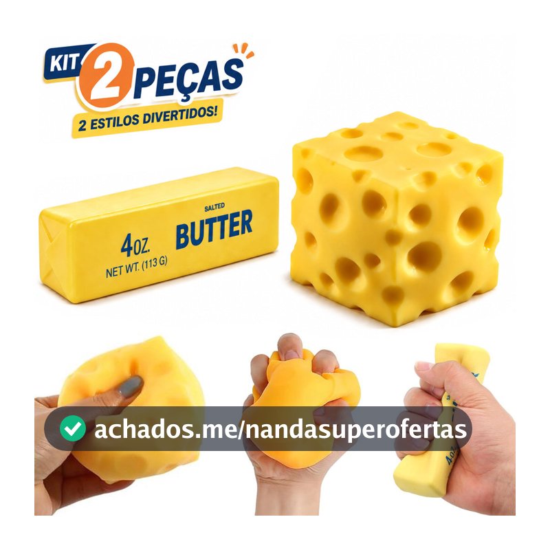 Squishies Manteiga e Queijo Brinquedos Sensoriais Antiestresse Macios para Apertar Fidget Toy
