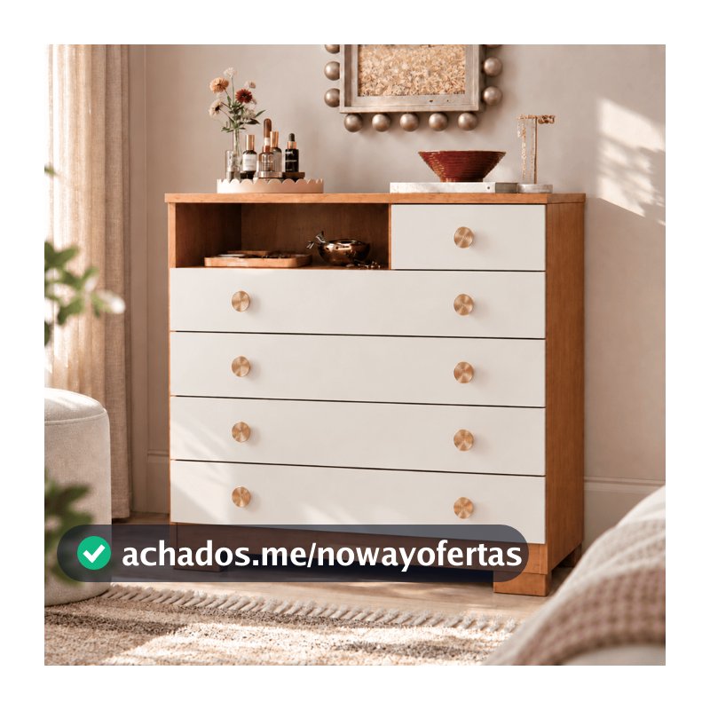 Cômoda 5 Gavetas Para Quarto Casal Solteiro C/ Pés Corrediças Telescópicas Organizador Roupas Select