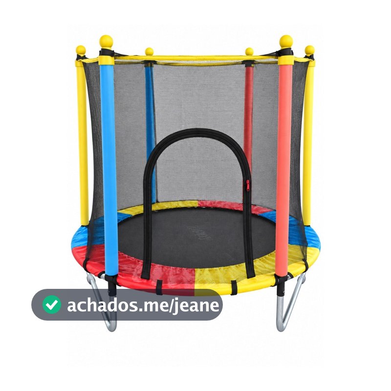 Cama Elástica Ideal Apartamento Trampolim Infantil +3 Anos  Pula Pula 1,37m Lona Preta Rede Proteção Zíper Abertura