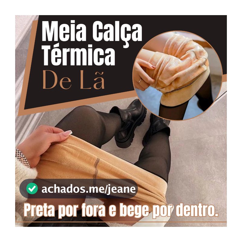 Meia-Calça Térmica Translúcida, Forrada com Pelúcia, de Lã Grossa, Super Elástica e com Pé. P/M/G/GG/GGG