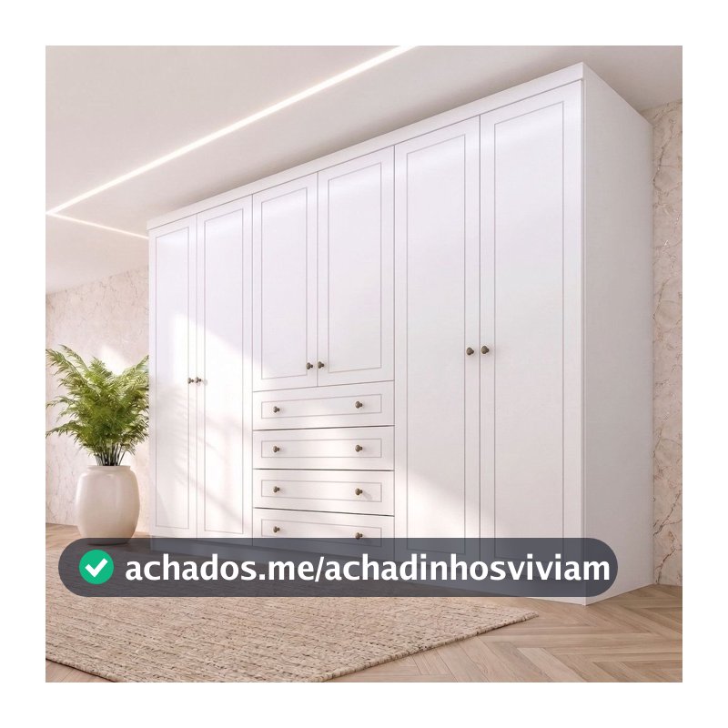 Guarda-Roupa Casal 6 Portas 4 Gavetas Nova York Espresso Móveis Branco Branco