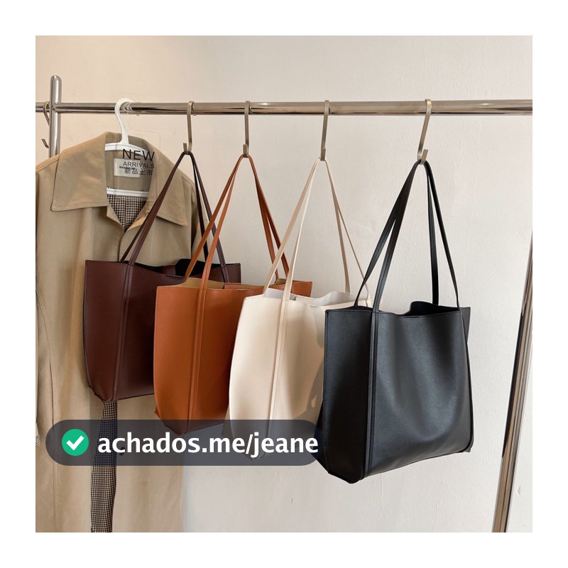 Bolsa Tote Feminina Couro PU Grande Espaçosa Elegante para Escritório