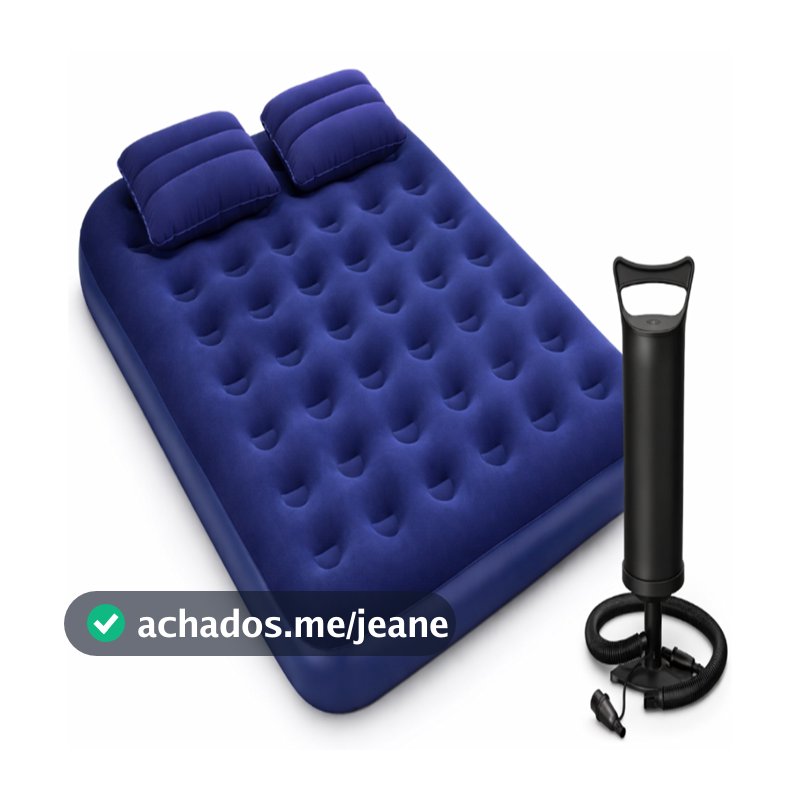 Kit Colchão Casal Inflável Resistente Suporta 300 Kilos + 1 Bomba De AR + 2 Travesseiros