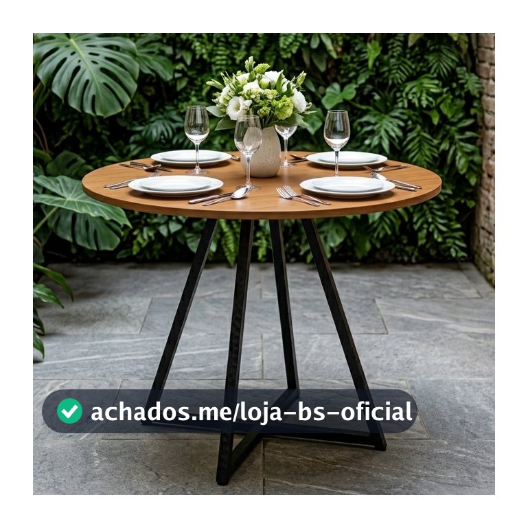 Mesa de Jantar Requinte 90cm Redonda Tampo MDF Estilo Industrial Pés Aço - Design Moderno Resistente
