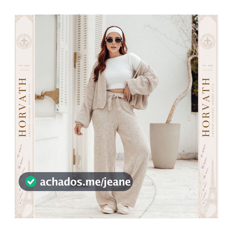 Conjunto 2 Peças  Feminino Tricot Mousse Premium Casaco Cardigan e Calça Pantalona Com Amarração