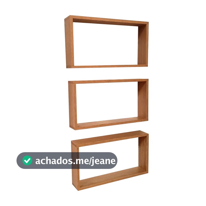 Kit 3 Nichos de Parede Decorativos - Freijo Natural - 50 X 25 X 10