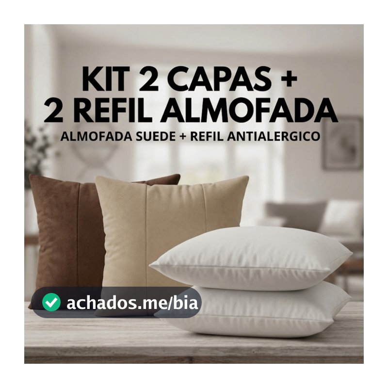 Kit Até 4 Capas Almofada Com Enchimento 40x40cm Tecido Suede Qualidade Zíper Escondido Envio Rápido