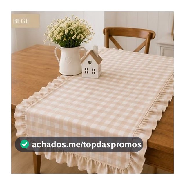 Caminho/ trilho de mesa xadrez quadriculado/ estilo farm house/ com babadinhos