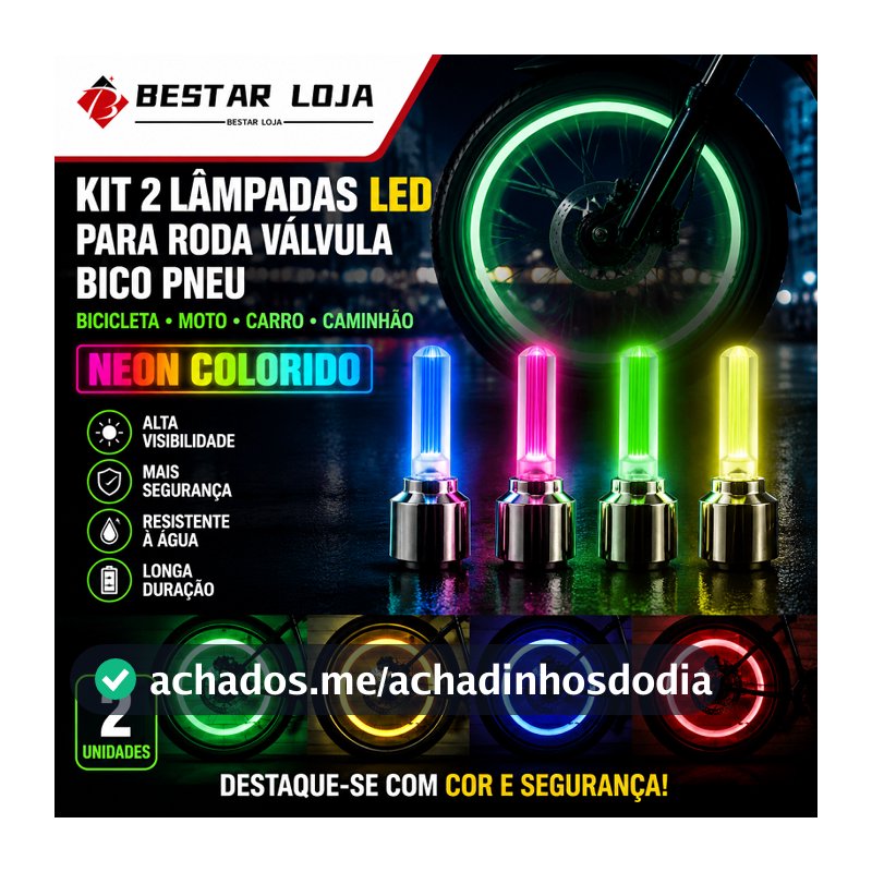 BESTAR LOJA Kit 2 Lâmpadas Led Para Roda Válvula Bico Pneu Bicicleta Moto Carro Caminhão Neon Colorido