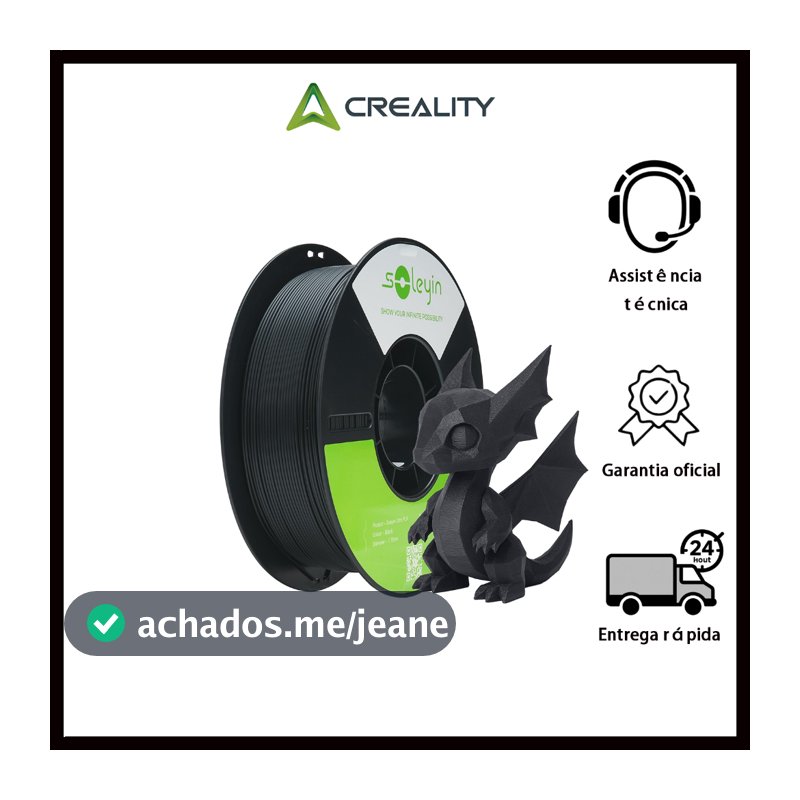 Creality Soleyin Ultra PLA 1.75mm Filamento Impressora 3D -Alta Velocidade 300mm/s - Sem Entupimento