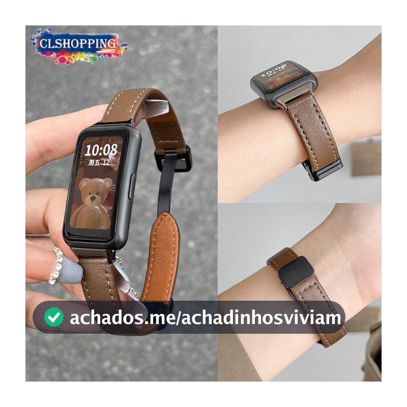 Pulseira De Couro Para Huawei band 10 9 8 NFC Magnética Banda 7 Relógio Ajuste 3 Smartwatch Esporte Cinto Mulher Homem