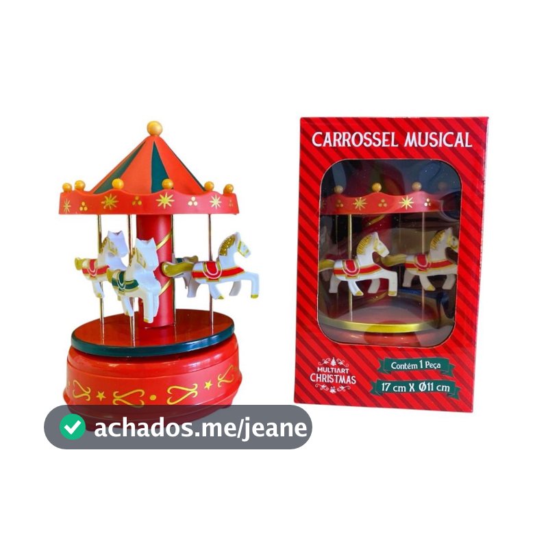 Carrossel Musical Decoração Quarto de Bebê Cavalinhos de Corda 20cm