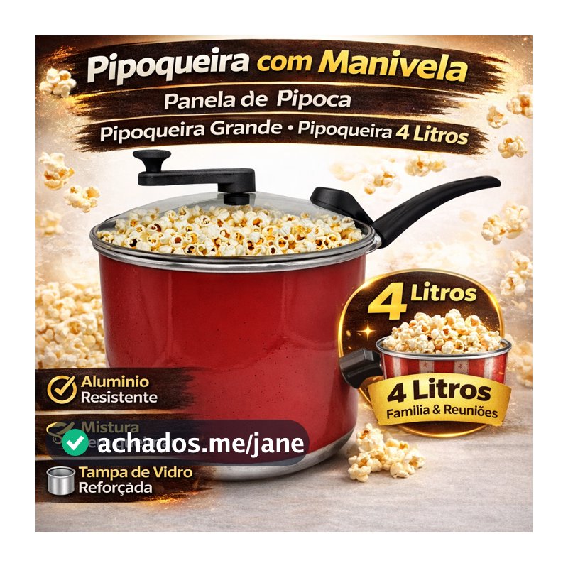 Panela Pipoqueira Alumínio Color N°20 4 Litros Com Tampa de Vidro (pipoqueira panela)