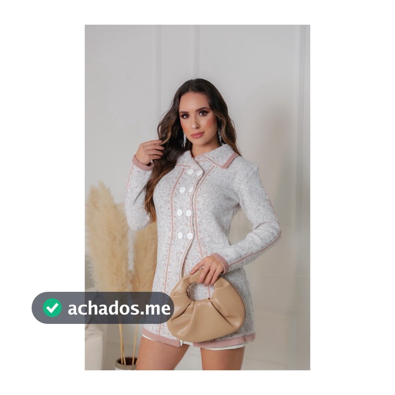 Casaco Tricot Feminino Mousse Premium | Casaco Botões Tricô Moda Inverno Casaco Mousse