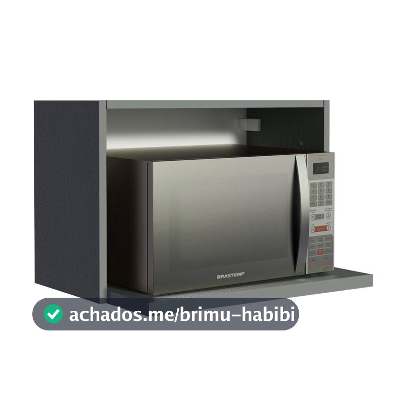 Armário Aéreo Madesa 60 cm com Nicho para Microondas e Forno Elétrico Cinza Nice Madesa