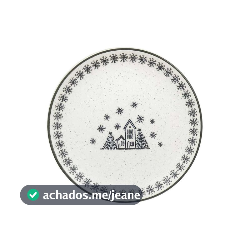 Prato Sobremesa Vilarejo de Natal 20cm Cerâmica Oxford