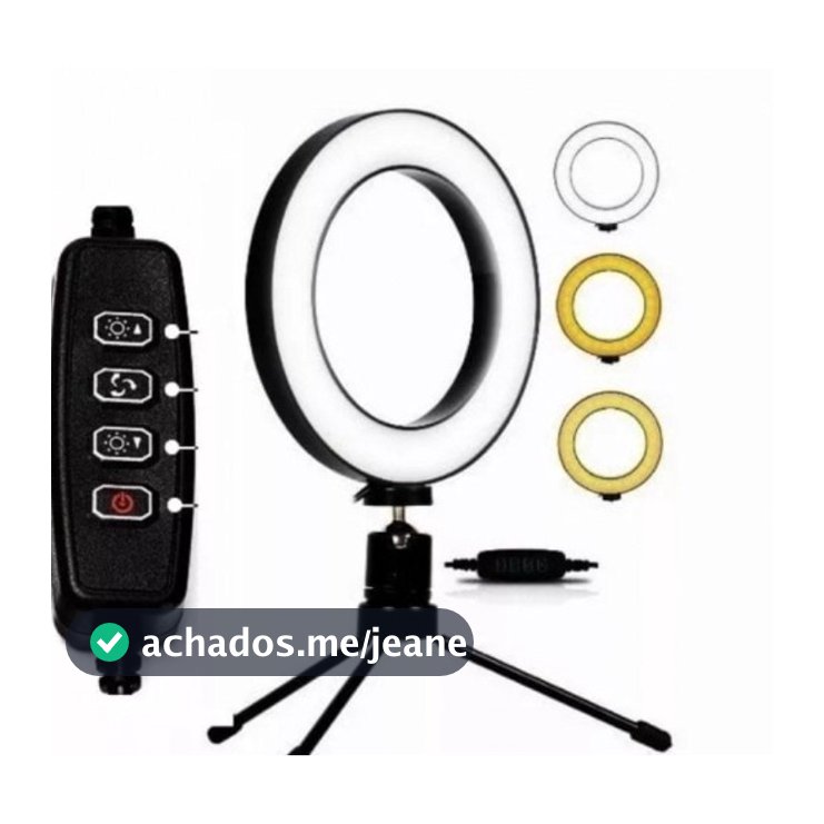 Ring Light Led de Mesa Iluminador Pequena mini Tripé 6 Polegadas
