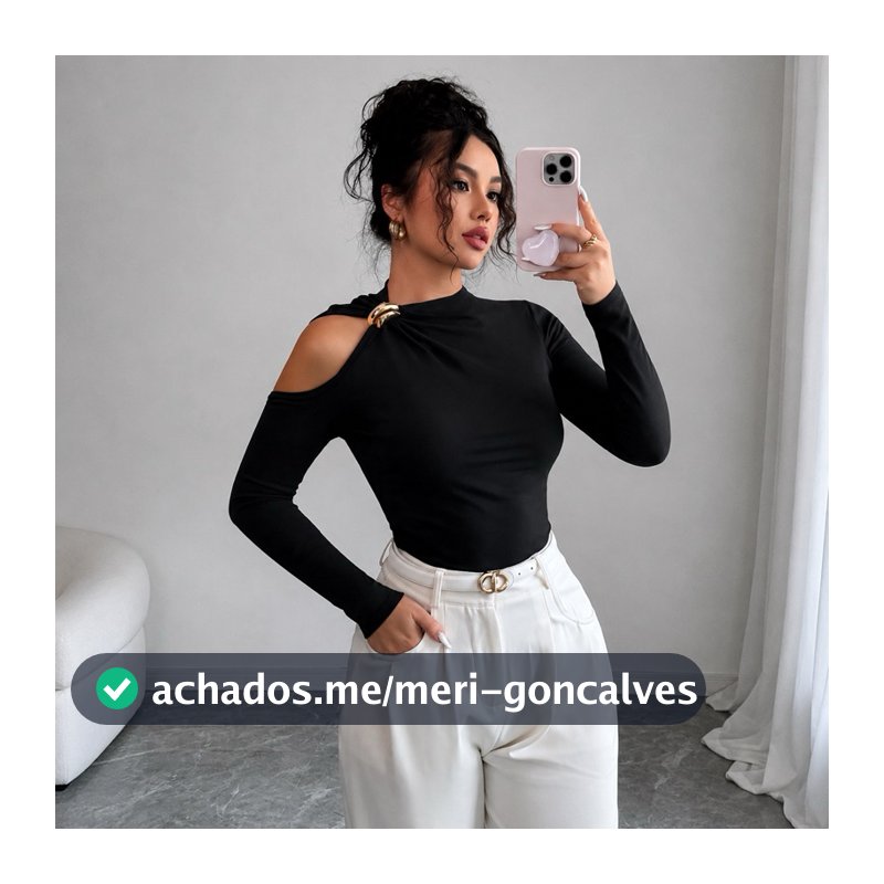 Blusa Feminina Ombro Vazado Manga Longa Com Fivela Dourada Blusa Feminina Elegante Inverno