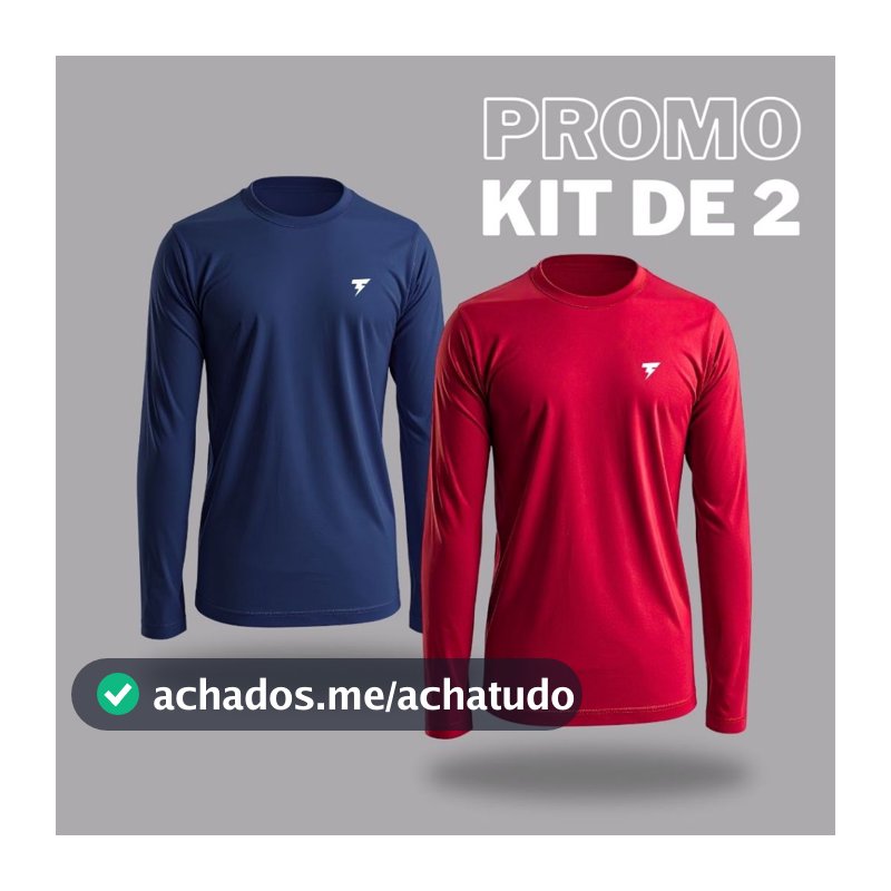 Kit com 2 Camisetas Manga Longa Uv50 Proteção Moda Praia Unissex