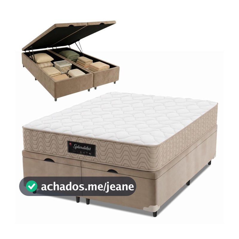 Cama Box Baú Colchão Queen Molas Ensacadas Splendido 158x198x65cm Munhoz