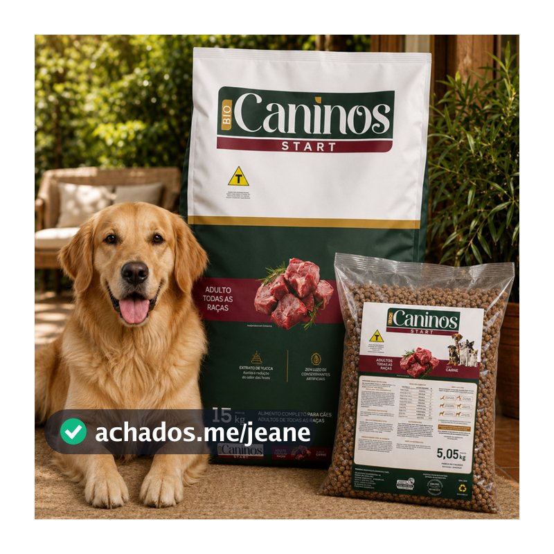 Ração Para Cachorro Adulto Caninos Start Sabor Carne 18% Proteína Todas as Raças