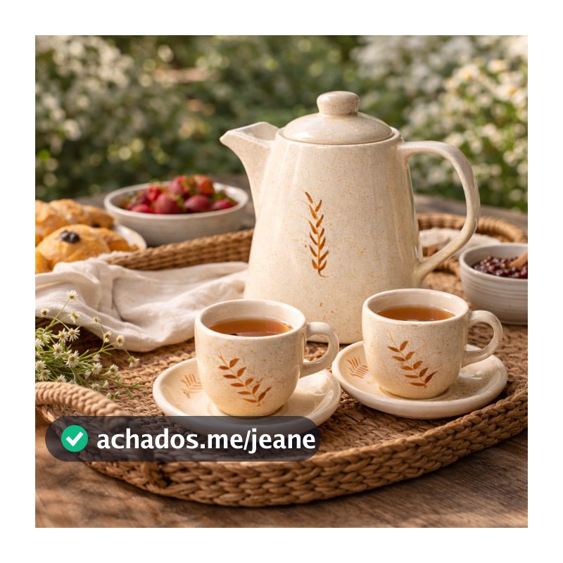 Jogo de Chá em Cerâmica com Bule e Xícaras | Mesa Posta | Cozinha Café | Estilo Vintage