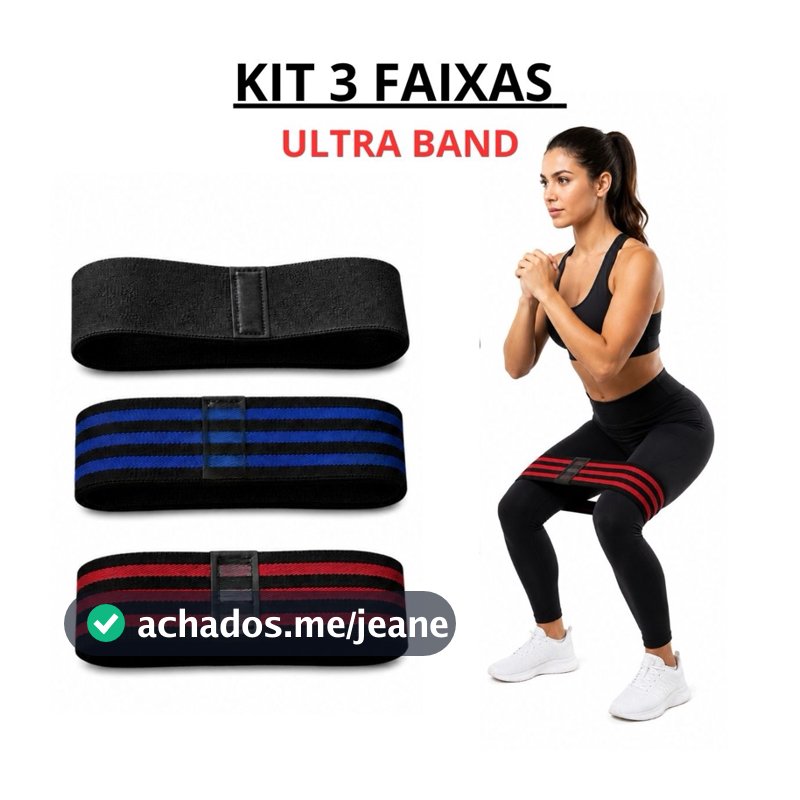 Kit 3 Faixas Elásticas De Exercício Hip Resistance Bands Para Malhar em Casa Ultra Band
