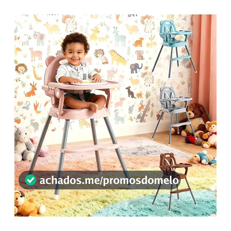 Cadeira de Alimentação para Bebê Cadeirão Alto Ajustável Mesa Fácil de Limpar e Confortável-P19