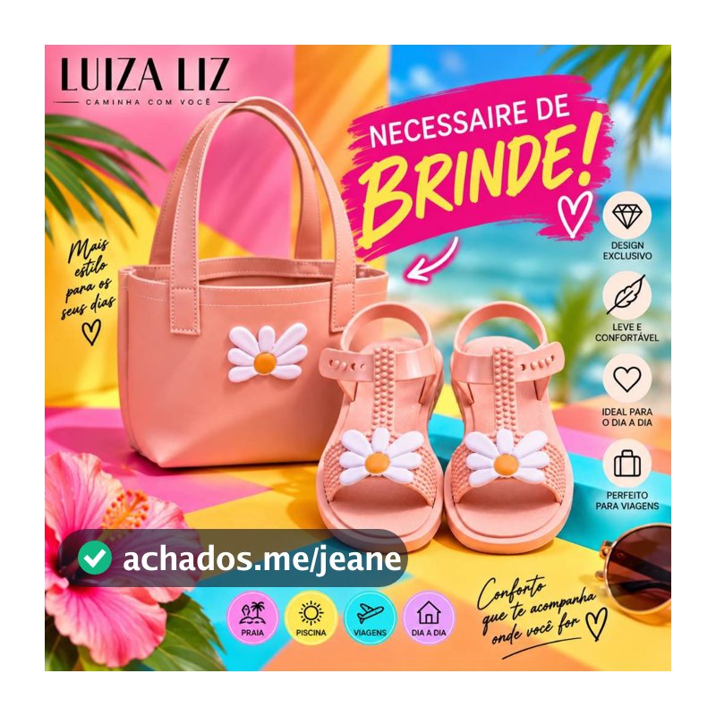 Sandalia Feminina Infantil Rasteirinha Confortavel Margarida + Bolsa de Brinde