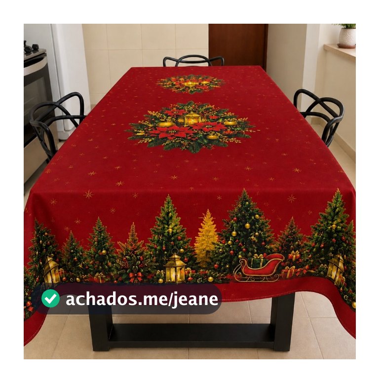 Toalha de Mesa Natalina Decoração Mesa de Natal de 4 a 12 Lugares Ceia Jantar Enfeite