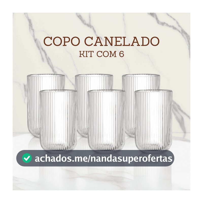 Jogo De Copos 6 Peças De Vidro Cameratta Canelado 420ml Suco Agua