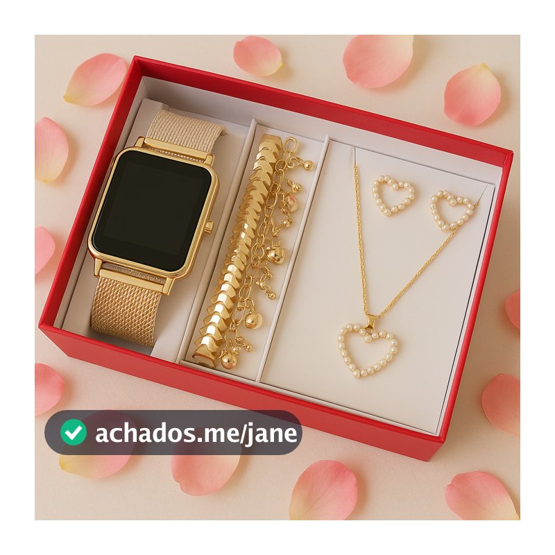 Kit Feminino com Relógio LED + Pulseira e Brinco – Estilo, Elegância e Presente Perfeito