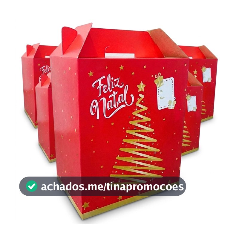 Caixa Para Montar Cesta De Natal Vermelha Papelão Resistente Kit 05un Presente Corporativo