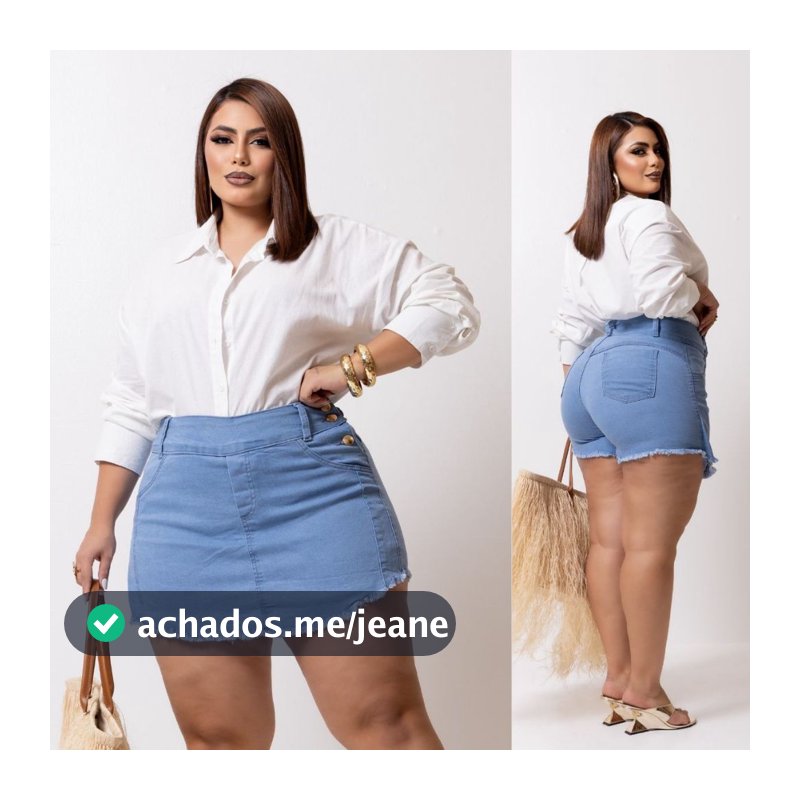 Short Saia Jeans Feminino Plus Size C/ Lycra cintura alta moda feminina