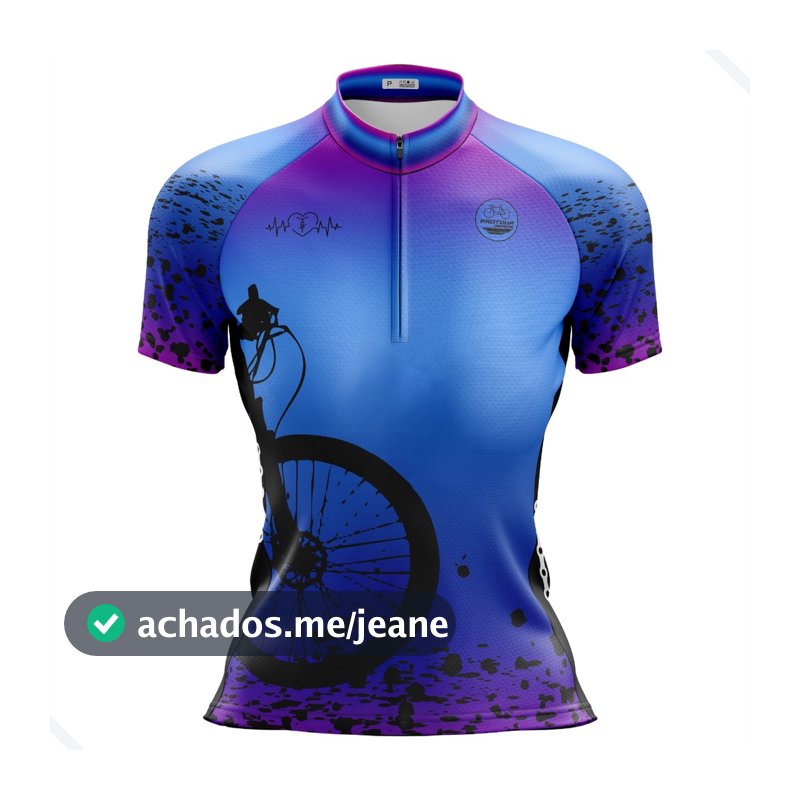 CAMISA CICLISMO FEMININA PRO TOUR RODA ROXA COM BOLSOS UV 50+