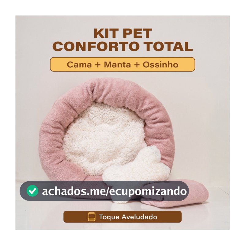 Kit Cama para cachorro e Gato Nuvem 3 peças Manta Ossinho Pelucia Caminha Redonda Pet Frio Inverno