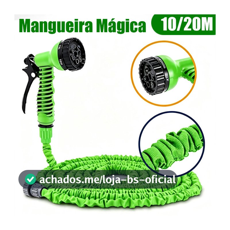 Mangueira Mágica Extensível Elástica 10M 20M Jato 7 Funções Para Uso No Jardim
