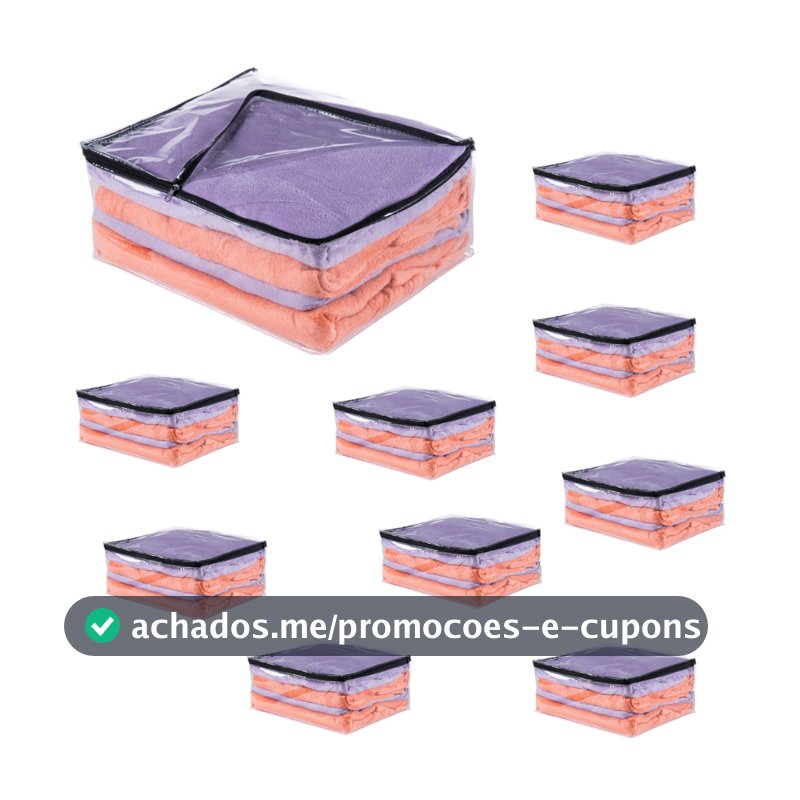 Kit 10 Saco Organizador Multiuso Embalagem Transparente Edredom Coberta Toalhas de Pvc e Ziper Preto