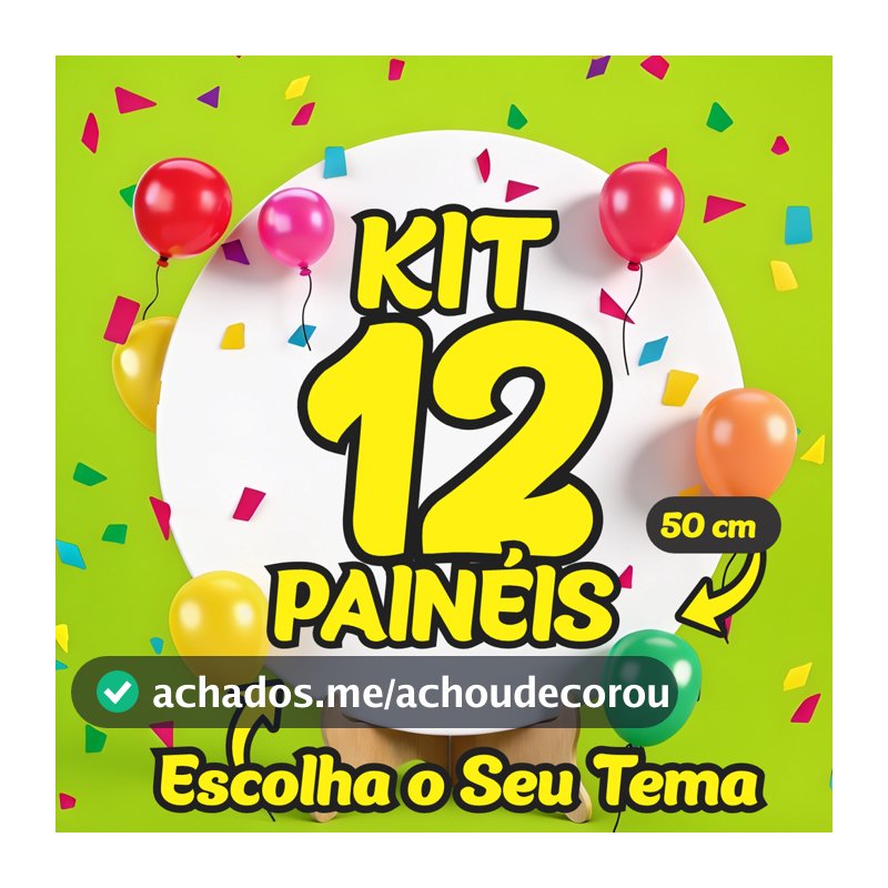 Kit 12 Painéis Redondo 50x50 cm Tecido Sublimado Escolha seu Tema