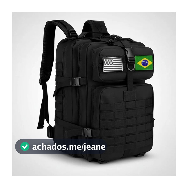 Mochila Militar Tática Impermeável 50 Litros Grande Reforçada com Brinde Bandeira bolsa mala