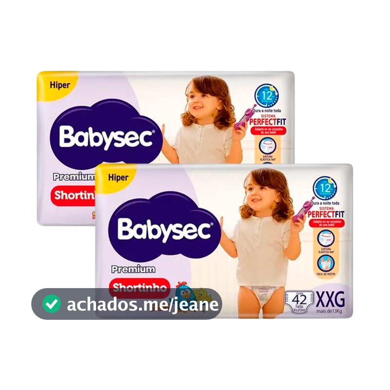 Kit Fralda Descartável Babysec Premium Shortinho Hiper XXG 42 Unidades - 2 Unidades